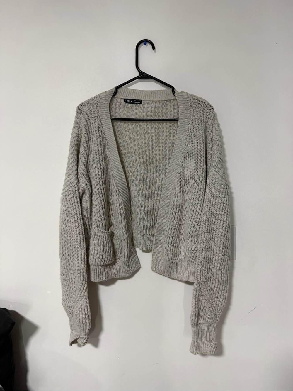 SHEIN Light Gray Chunky Open-Front Cardigan
